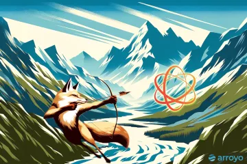 A fox shooting an arrow at the DataFusion logo